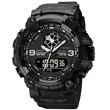 Imagem de Relógio Militar Masculino Analógico Digital Cronômetro Eletrônico Grande Mostrador Duplo Time Display 12H/24H Relógio de Pulso Exército para Homens, Preto