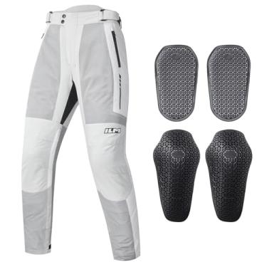 Imagem de ILM Calça de motocicleta de malha masculina com armadura CE com zíper na perna para andar de motocicleta modelo PM1 (branca)
