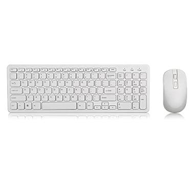 Imagem de FusionLink Conjunto de Teclado e Mouse Sem Fio, Conjunto de Teclado e Mouse 2.4G, Teclado Mudo Externo Sem Fio para Laptop para Windows/Vista/XP/Chrome OS/Linux (Branco)