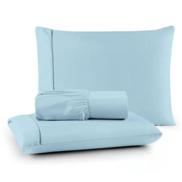 Imagem de Roupa de Cama Lençol Casal 200 Fios Algodão 3 Peças em Ponto Palito An