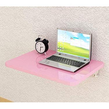 Imagem de Mesa dobrável de parede com folhas suspensas, mesa de trabalho para computador, mesa suspensa para estudo, cozinha flutuante e mesa de jantar, (rosa 90 x 40 cm/35 x 16 pol)