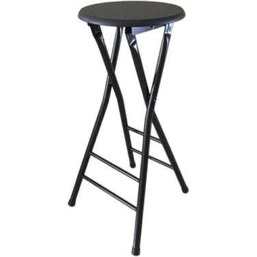 Imagem de Banco Dobrável Com Apoio Para Os Pés, Banco De Bar Sem Encosto, Cadeira Alta De Cozinha Resistente Para Adultos, Banco Alto Portátil Para Acampamento De Festa Ao Ar Livre, Black, 70cm/28in