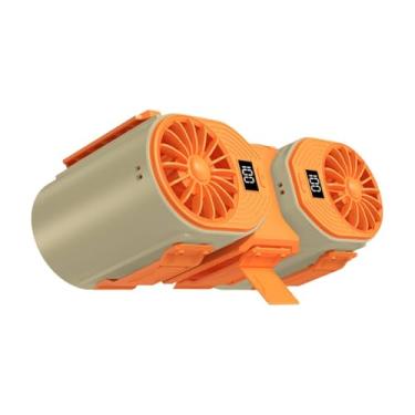 Imagem de WeiLaiKeQi Clipe pessoal da cintura do ventilador no ventilador de mão recarregável e forte ajuste portátil para viagens de escalada de verão ciclismo, Laranja Verde