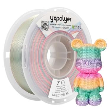 Imagem de YXPOLYER Filamento PLA Filament Premium 4 cores seda PLA 3D filamento 1,75 mm 1kg, multicolorido arco-íris doce, verde, dourado, rosa, azul