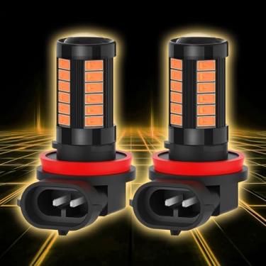 Imagem de vvag 2 peças H11 Lâmpadas LED de neblina para carro, 6500 K, lâmpada branca super brilhante, 1500 lúmens 5630 33-SMD Plug and Play DRL, universal para carros, caminhões, SUVs, Vans (amarelo, H11)