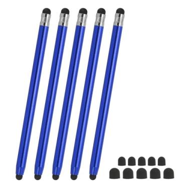 Imagem de PATIKIL 5 canetas Stylus para tela sensível ao toque, 2 em 1, caneta universal de alta sensibilidade, capacitiva para celulares, tablets, laptops, dispositivos com tela sensível ao toque, azul