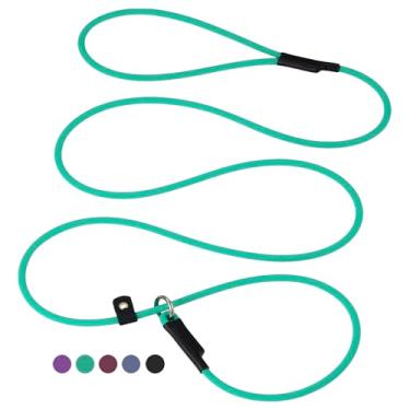 Imagem de Coleira deslizante para cães - 1,8 m verde impermeável PVC trelas de treinamento para cães trelas de treinamento coleira deslizante de longa duração para animais de estimação pequenos, grandes e