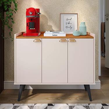 Imagem de Aparador Buffet Truzzi com 3 Portas pes palito Sala, Sala de Estar, Cozinha - Loja Inova BR (Off White/Cinam.)