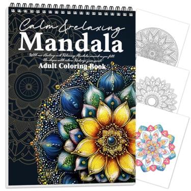 Imagem de Livro de colorir para adultos, mandala, livro de colorir para mulheres, relaxamento, encadernado em espiral, impressão de um lado, presentes relaxantes para mulheres para aliviar o estresse e aliviar