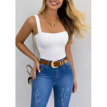 Imagem de Body feminino reto alça larga - Filo modas, Preto, P