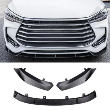 Imagem de Para Song Max Car Front Bumper Lip Spoiler Carbon Look Parte Exterior para Song Max 2017-2019 Capa de para-choque Acessórios de carro (preto fosco)