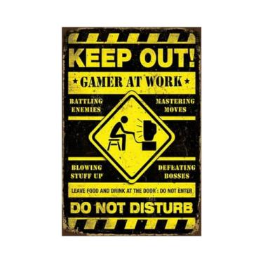 Imagem de Xanovir Placa de vídeo em lata, pôster de metal, decoração de parede vintage, Gamer at Work Do Not Enter, para sala de jogos, homem, caverna, quarto, crianças, adolescente, quarto, placa, 20 x 30 cm