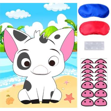 Imagem de Moana Party Supplies, Pin The Tail on The Body of Moana Party Game, pôster grande, 24 peças, adesivos de cauda reutilizáveis para crianças e meninos, lembrancinhas de festa Moana