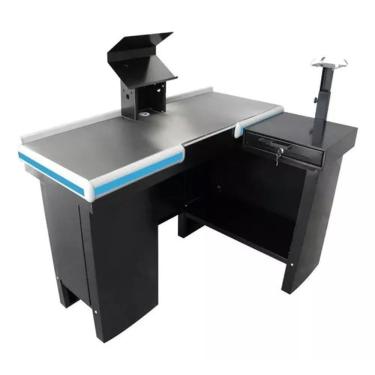 Imagem de Checkout Caixa De Supermercado 1,30 C/ Furação Balança Amapá Cor Preto Perfil Azul