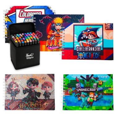 Imagem de Kit Livros de Colorir Desenho Super Herói Com 120 Canetinhas - Toys 2u