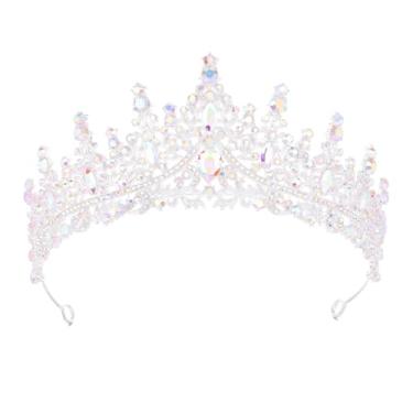 Imagem de Tiara para mulheres, coroas de rainha de cristal, tiaras de princesa com strass, tiara de casamento para meninas, acessórios de cabelo para noiva, para fantasia de Halloween, festa de aniversário