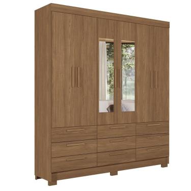 Imagem de Guarda-roupa 6 Portas 9 Gavetas Com Espelho Mdp Colombo Jatoba