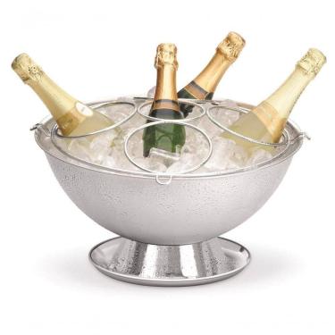 Imagem de Champanheira Grande Inox 12,2 Litros Com Pedestal Coletor De água Separador Removível Para 5 Garrafa