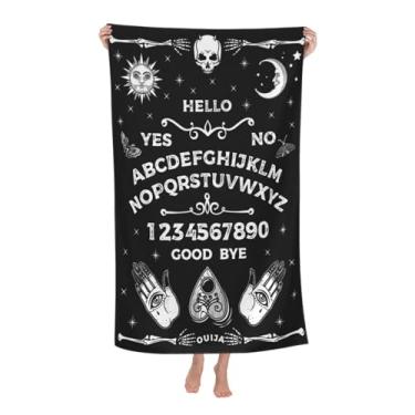 Imagem de Joktacular Toalha de praia gótica Ouija Board, Halloween Caveira Sol Lua Gótica, Acessórios de Praia Preto e Branco Secagem Rápida Microfibra Yoga Toalhas de Piscina 30 x 60 Polegadas / 77 X 153 cm