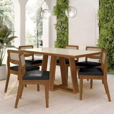 Imagem de Mesa Sion 1,60 Com 6 Cadeiras Sextavada Freijó/off/material sintético 