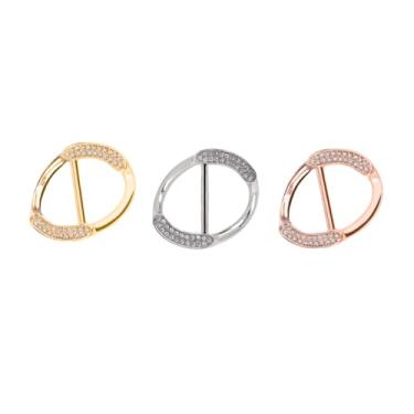 Imagem de ARFUKA Clipes de camisa para roupas femininas clipe de aperto anel de metal círculo redondo clipe fivela roupas canto botão nó camiseta laços anéis pacote com 3