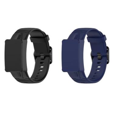 Imagem de StarMei-HJXD Pulseira de silicone para relógio compatível com WHOOP 4.0 (preto + azul)