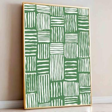 Imagem de Arte de parede linha branca verde linhas abstratas boho linha minimalista arte de parede impressão boho meados do século imagens verde sálvia pintura neutra abstrata moderna minimalista decoração de