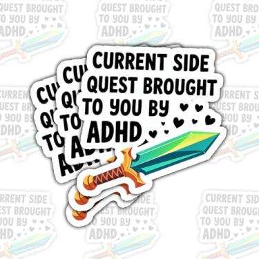 Imagem de Adesivo (3 peças) Current Side Quest Brought to You by ADHD – Adesivo de vinil engraçado para jogadores com TDAH para laptop, garrafa de água, diário – Adesivo de espada positiva para saúde mental