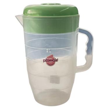 Imagem de Jarra plástica graduada 3l tampa verde oliva 26cm bebidas - PLASVALE