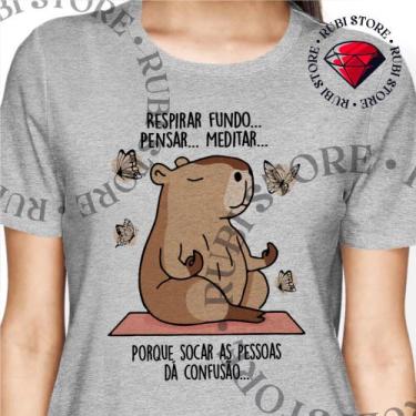 Imagem de Camiseta do P ao G2 Capivara Zen Meditando - Mina Store, Cinza, P