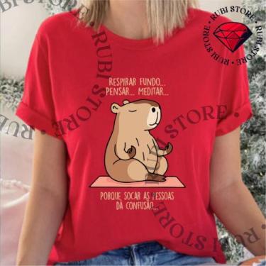 Imagem de Camiseta do P ao G2 Capivara Zen Meditando - Mina Store, Vermelho, GG