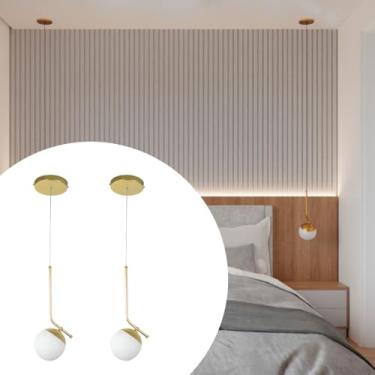 Imagem de Kit 2 Pendente lustre Luminaria De Teto Inclinado Alumínio Karla - Bivolt - Dourado Brilhoso - 110v/220v
