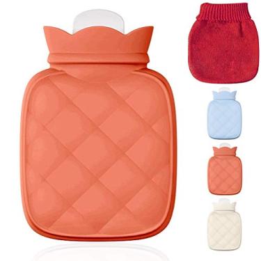Imagem de Redify Bolsa térmica de silicone para garrafa de água quente com capa de malha, dor de terapia quente e fria, mãos quentes, material de silicone ecológico, pode congelar o frigorífico, sential para a vida familiar