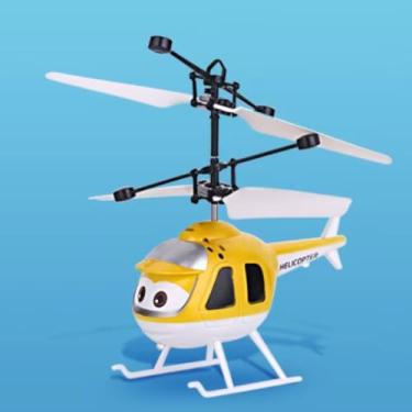 Imagem de Mini Helicóptero Voador Infantil com Sensor de Movimento, Drone Brinquedo, Amarelo e Branco (Azul)
