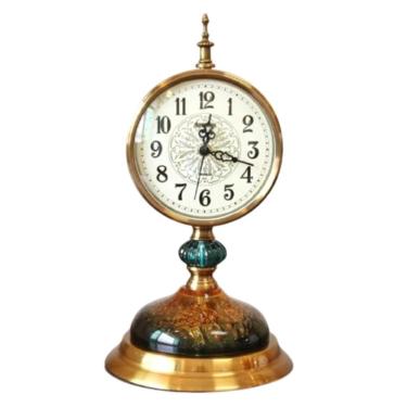 Imagem de Relogio De Mesa Redondo Base Redonda Vidro E Metal