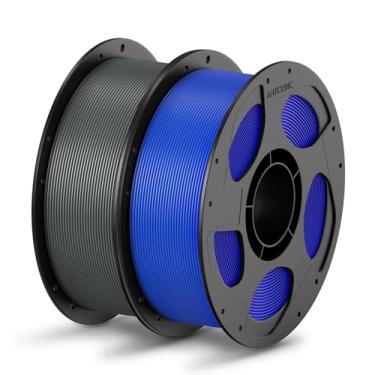 Imagem de ANYCUBIC Pacote de filamento PLA de 1,75 mm, filamento PLA de impressão 3D 1,75 mm precisão dimensional +/- 0,02 mm, carretel reutilizável de 1 kg (1 kg), 2 kg cinza + azul