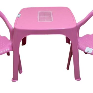 Imagem de Mesa Infantil Rosa + 02 Cadeira Infantil Plasnorthon Kit