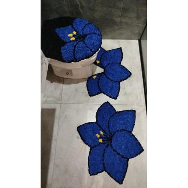 Imagem de JOGO DE BANHEIRO FRUFRU ORQUÍDEA AZUL - 3 PEÇAS - ETC E TAL ARTESANATO