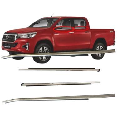 Imagem de Friso Pestana Externa Cromada Compatível com Hilux 2016 a 2024 – Kit Completo