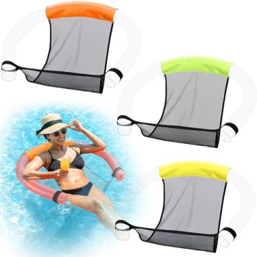 Imagem de Soulchen 3 peças de malha flutuante para cadeira de macarrão para piscina, assento flutuante para adultos, brinquedos de praia, natação, acessórios de festa ao ar livre, macarrão de piscina não