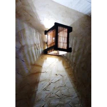 Imagem de Arandela luminária de parede de madeira estilo japonês oriental rustic