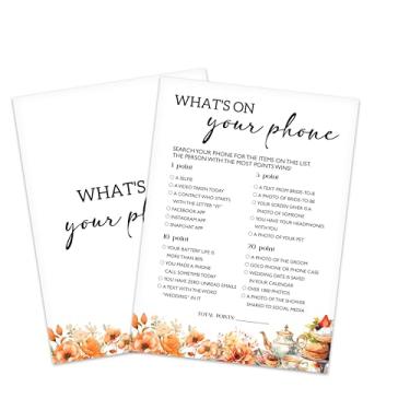 Imagem de Jogos de chá de panela, cartões de jogo de chá de casamento de outono, suprimentos de decoração de festa nupcial floral de outono, jogos de despedida de solteira de noivado para 25 convidados, jogo de