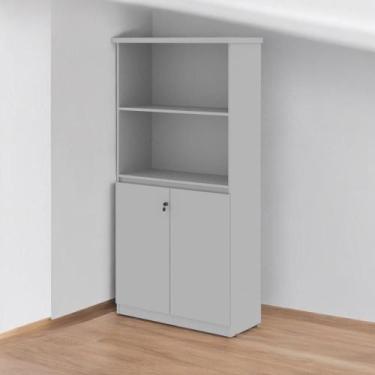 Imagem de Armário Estante com Prateleiras Doubler Cinza - Mobiliar Home Shop