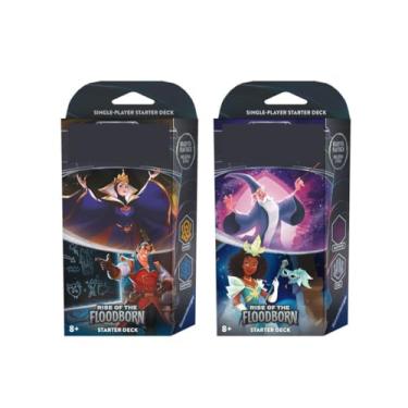 Imagem de Starter Decks: Both Amber & Sapphire (Gaston & Snow White) and Amethyst & Steel (Merlin & Tiana) (2 Decks) for Lorcana TCG: Rise of The Floodborn