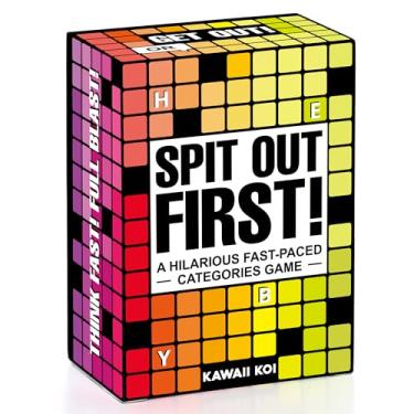 Imagem de SPIT OUT FIRST – Categorias de jogos de cartas de ritmo acelerado e hilário para crianças a partir de 10 anos, 2 a 7 jogadores ou equipes – Jogo de tabuleiro com 107 palavras, perfeito para a noite de