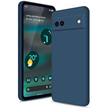 Imagem de Btstring Capa para Google Pixel 6A, capa de silicone macio com proteção de câmera atualizada, capa fina à prova de choque com forro de microfibra antiarranhões, azul