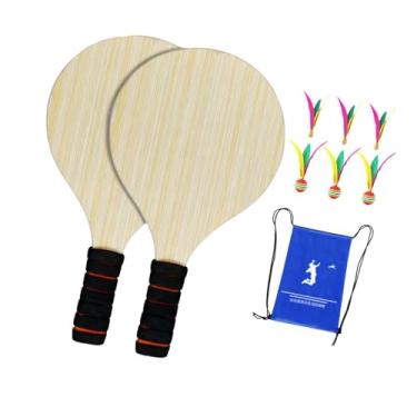 Imagem de RNXRZANK Conjunto de Raquetes de Badminton de Madeira com 2 Raquetes, Acessório Resistente E Multiuso