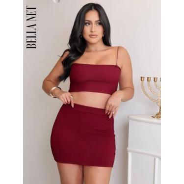 Imagem de Saia Curta Feminina Cintura Alta Justa Casual Tecido Grosso Anarruga M