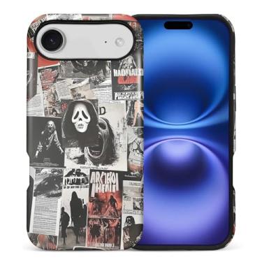 Imagem de ZHEGAILIAN Capa compatível com iPhone 16 (4g) Air, capa rígida híbrida de 2 camadas para meninas, meninos, mulheres, homens, colagem de pôster de terror de Halloween