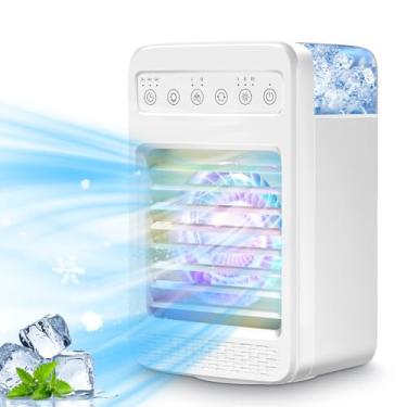 Imagem de Mini ventilador de ar condicionado para sala com umidificador, mini refrigerador de ar com 4 velocidades/noite para quarto, mesa de escritório, acampamento, carro, resfriador de ar evaporativo